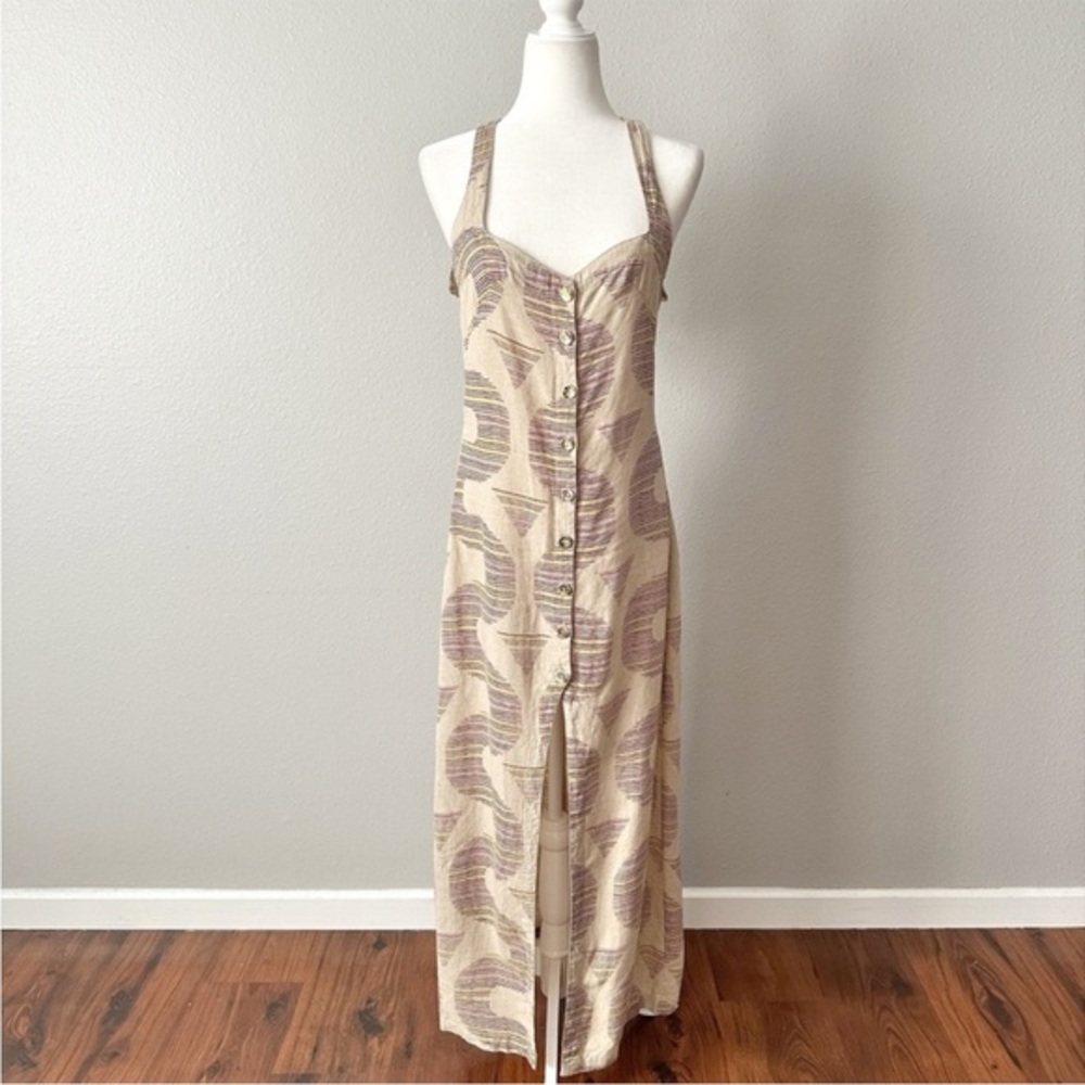 Anthropologie x Celandine NWT Retro Halter Button Front w/Slit Maxi Dress | XS - Picture 4 of 12